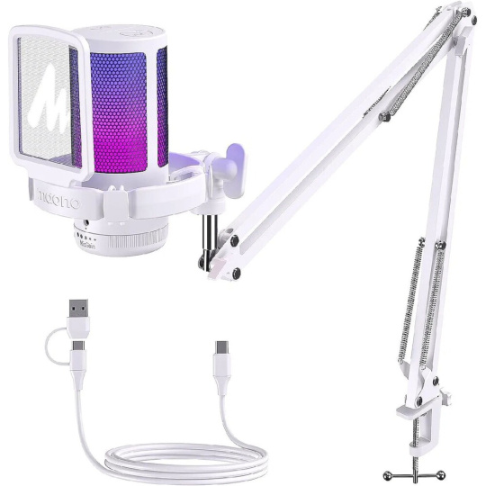 MICROFONO GAMING DGM20S WHITE USB Y USB-C RBG