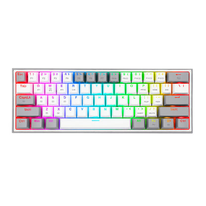 TECLADO REDRAGON GAMING FIZZ PRO USB TIPO-C BLANCO-GRIS RGB 60% K616 MECANICO SWITCH ROJO