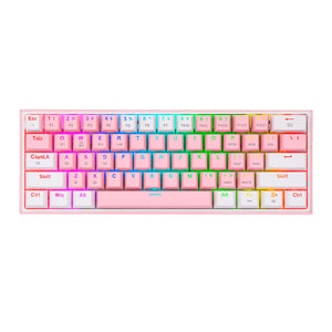 TECLADO GAMING MECANICO INALAMBRICO FIZZ PRO RGB 60% ROSA BLANCO