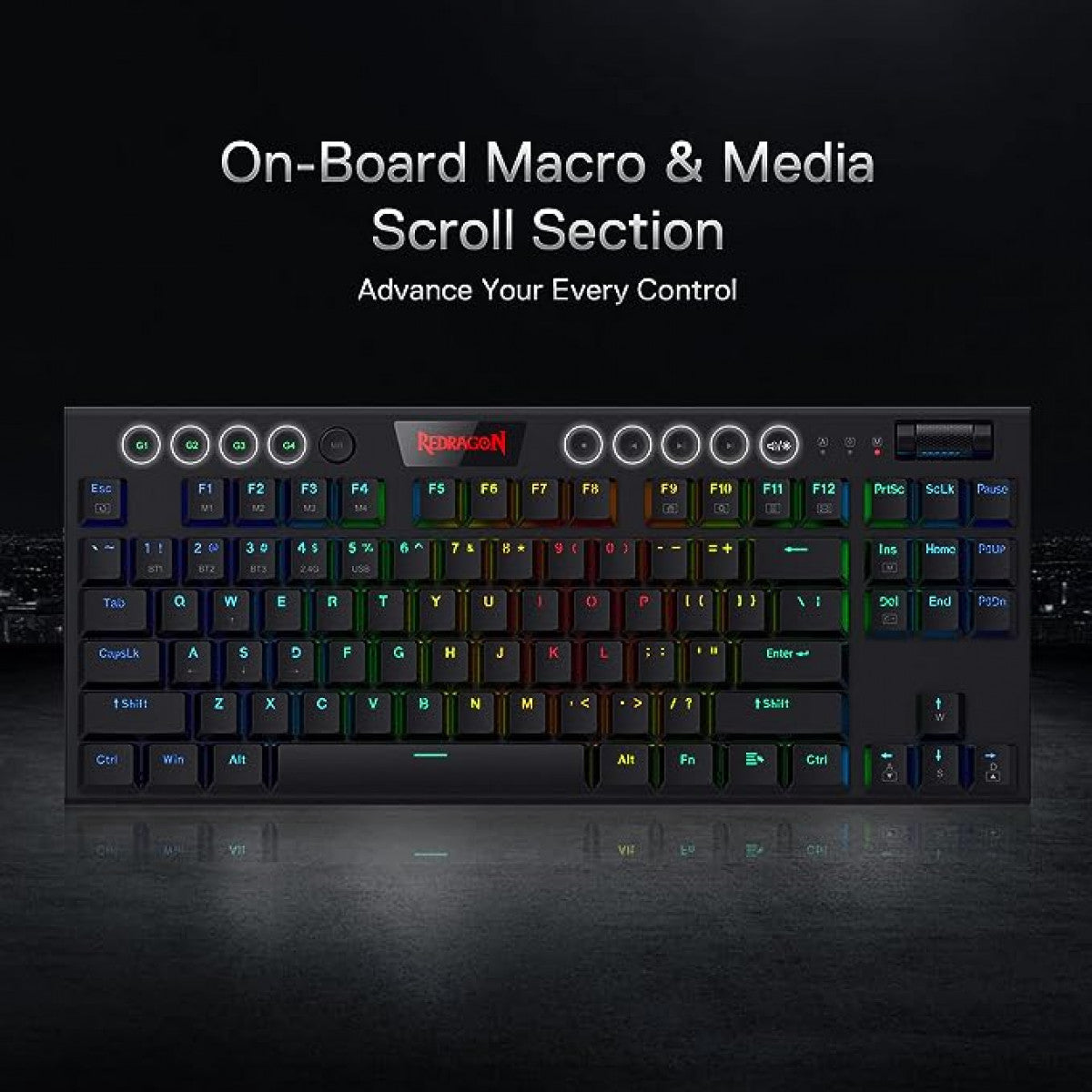 Teclado Redragon Gaming Horus Inalambrico Negro RGB