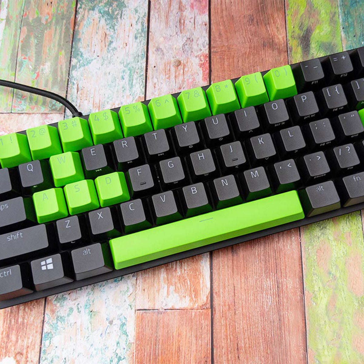 JUEGO DE TECLAS PBT + COILED CABLE  - GREEN