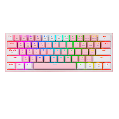 TECLADO GAMING FIZZ PRO USB TIPO C ROSA-BLANCO RGB 60% K616 MECANICO