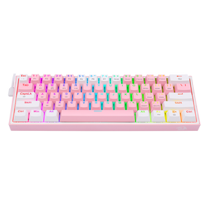 TECLADO GAMING FIZZ PRO USB TIPO C ROSA-BLANCO RGB 60% K616 MECANICO