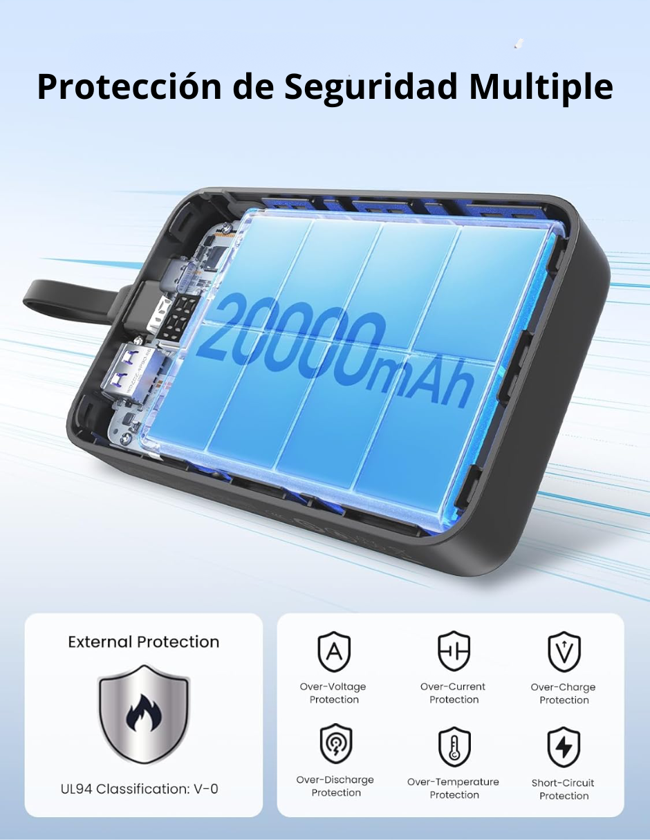 POWER BANK PB505 NEXODE 20000MHA DISPLAY 20W NEGRA