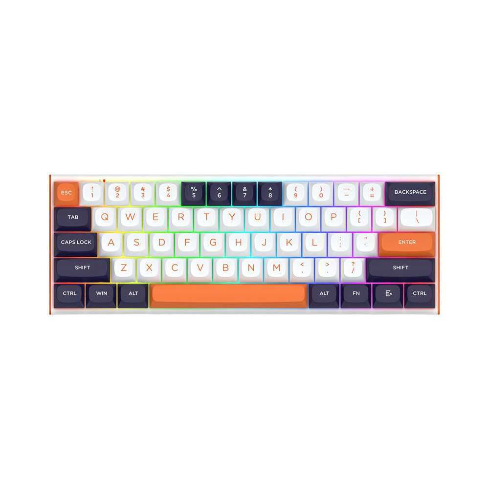 TECLADO GAMING RGB FIDD K683WBO MECANICO ALAMBRICO INGLES NEGRO/BLANCO/NARANJA