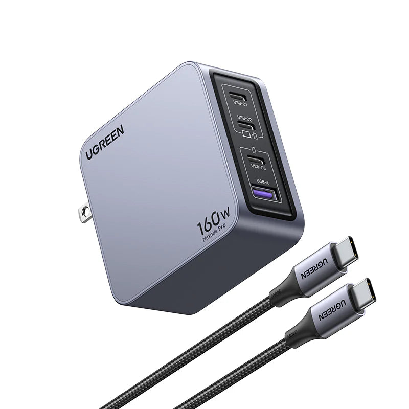 CUBO DE CARGA RAPIDA NEXODE PRO X3 USB C, X1 USB A 160W NEGRO