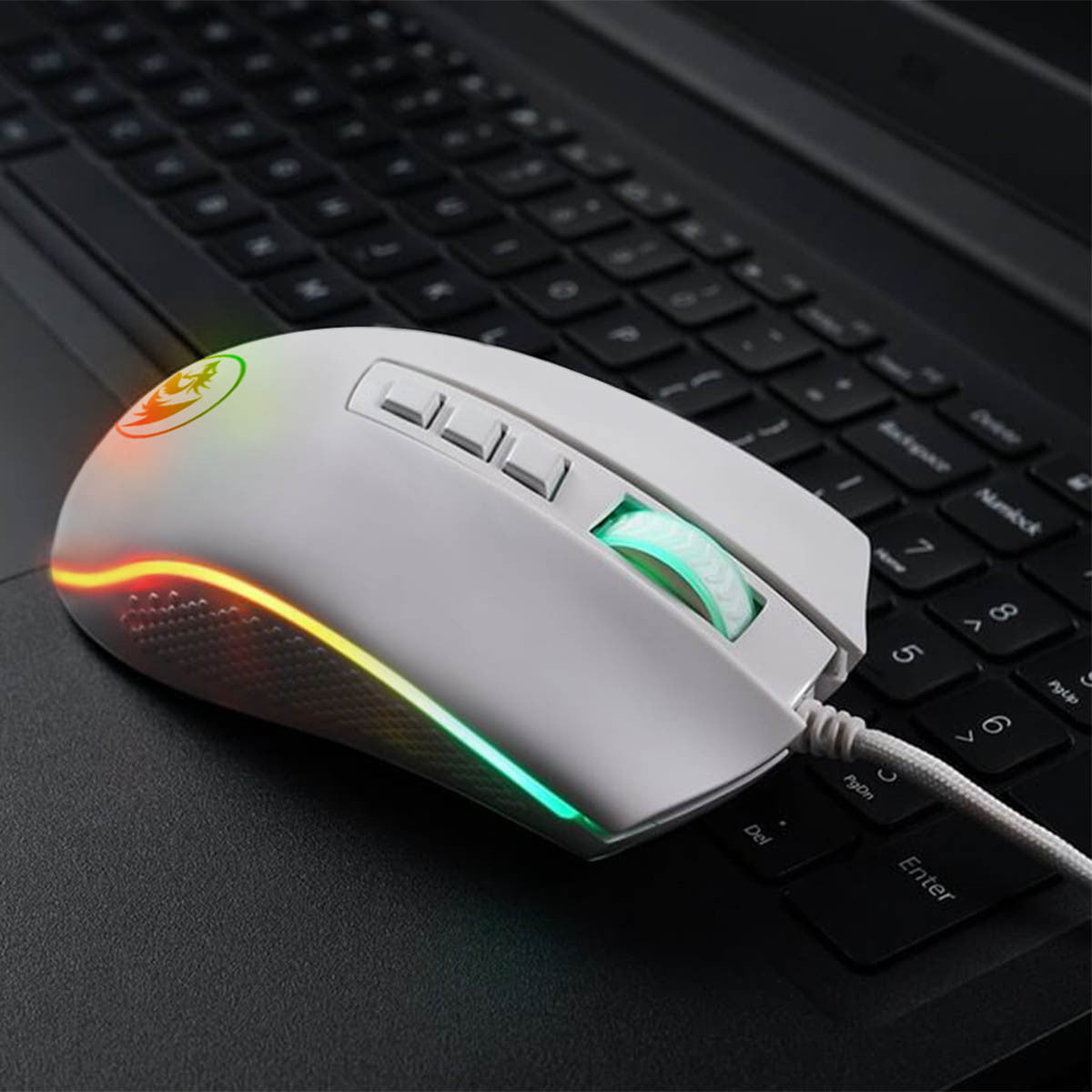 MOUSE GAMING USB COBRA RGB M711 - BLANCO