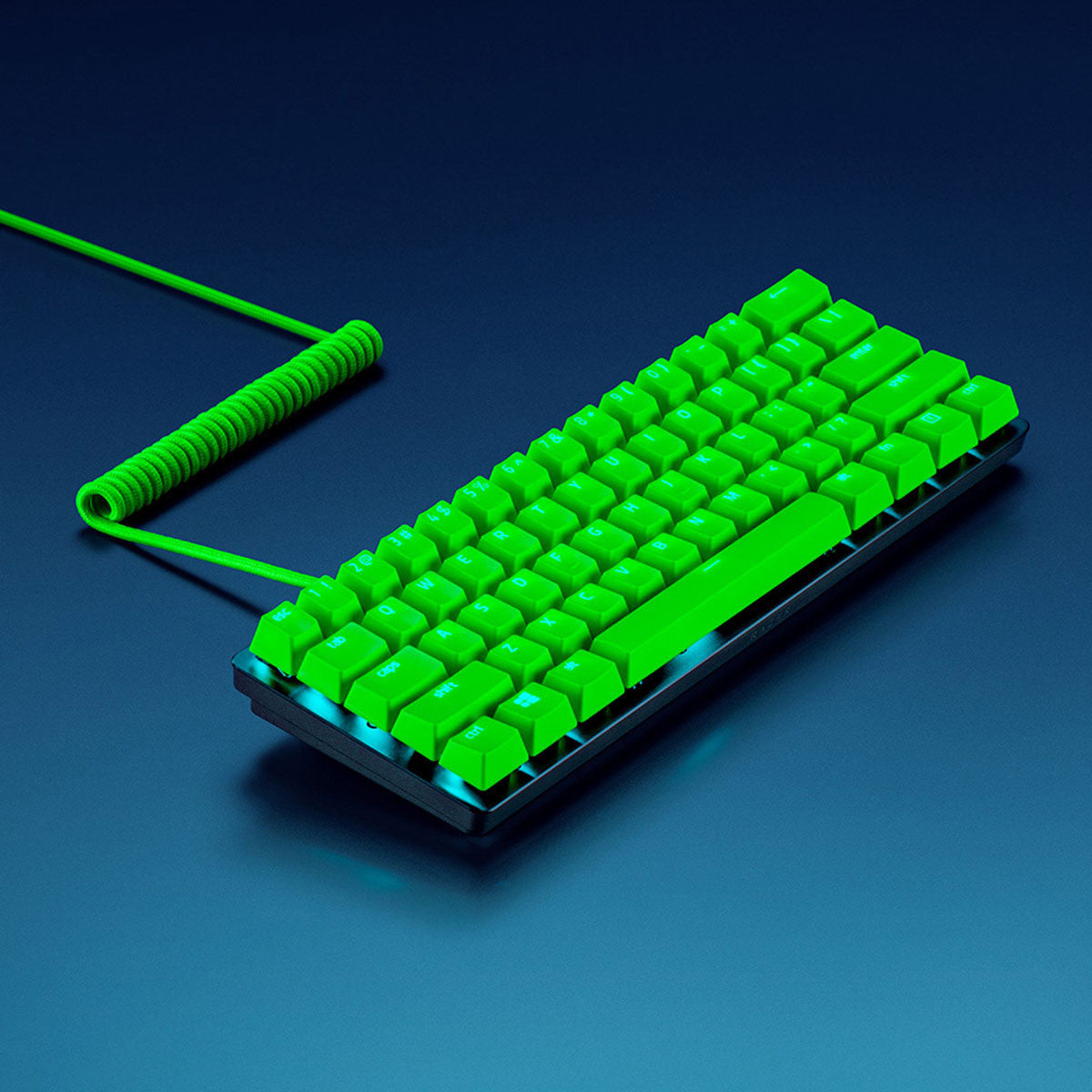 JUEGO DE TECLAS PBT + COILED CABLE  - GREEN