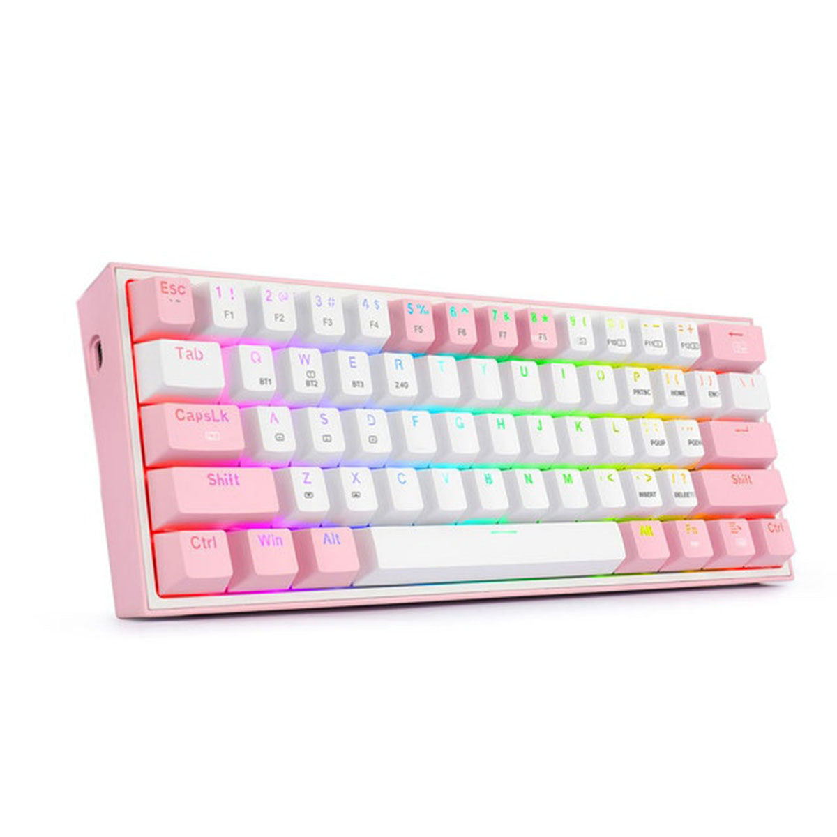 TECLADO GAMING MECANICO INALAMBRICO FIZZ PRO RGB 60% BLANCO ROSA