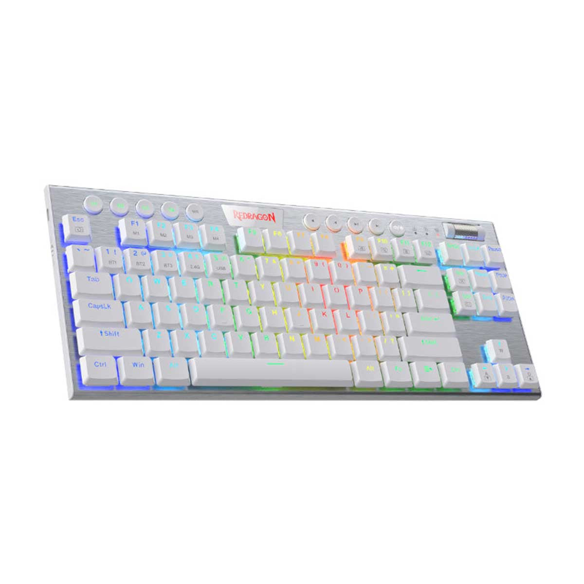 Teclado Redragon Gaming Horus Inalambrico Blanco RGB