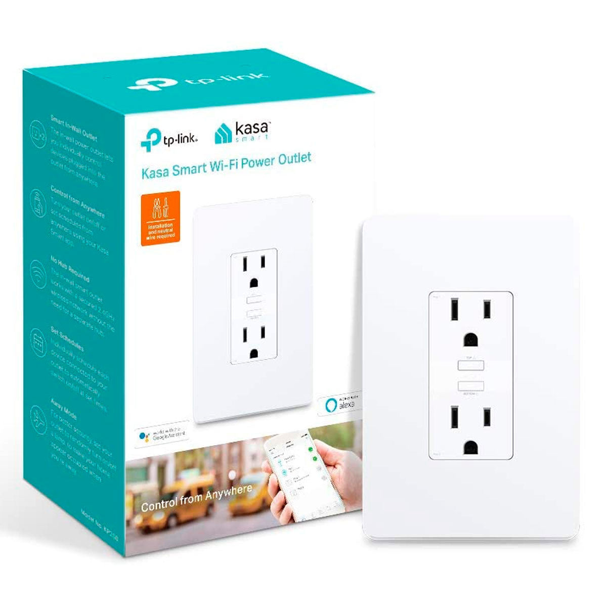 ADAPTADOR TOMACORRIENTE KASA SMART WIFI KP200 BLANCO