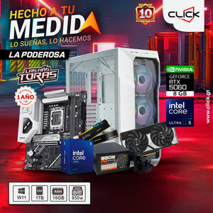 PC LA PODEROSA - ULTRA 5 225F, RTX 5060 8GB GDDR7, 16GB DDR5, 1TB SSD NVME, 850W 80+ BR