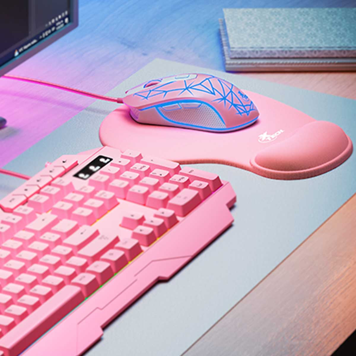 MOUSE PAD GEL XTA-530 COLOR ROSA