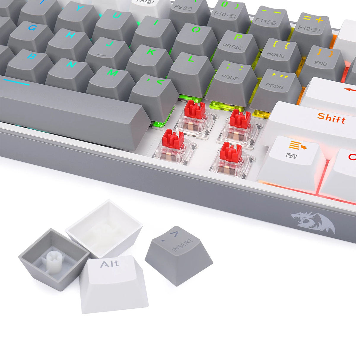 TECLADO GAMING MECANICO INALAMBRICO FIZZ PRO RGB 60% GRIS BLANCO