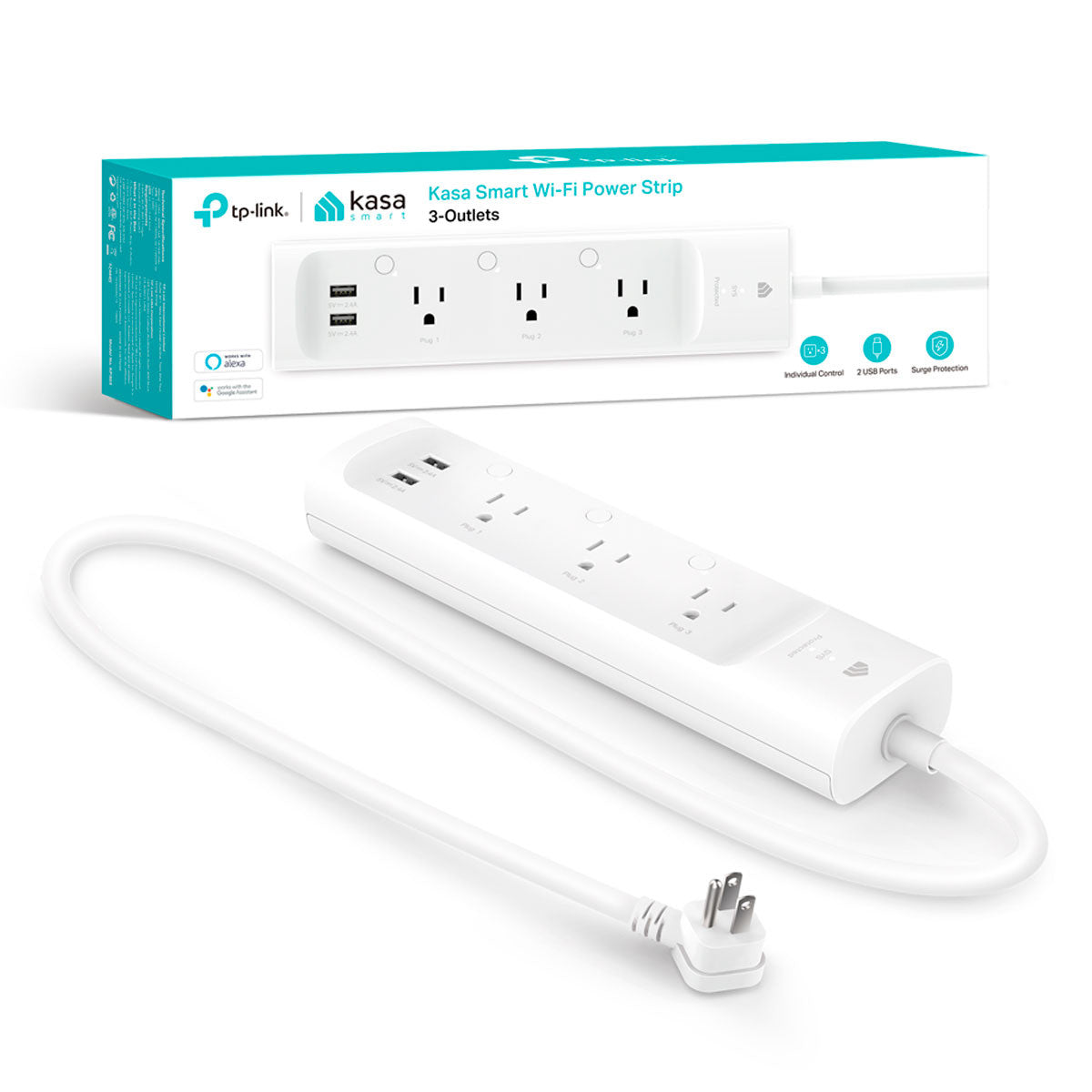 REGLETA KASA SMART WIFI KP303 3 SALIDAS 2 USB