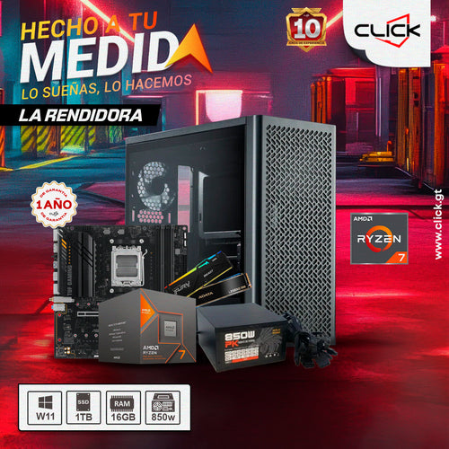 PC LA RENDIDORA - RYZEN 7 8700G, 16GB DDR5, 1TB SSD NVME, 850W 80+ BR