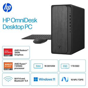 PC M02-0234 OMNIDESK RYZEN 7 8700G 16GB RAM 1TB SSD RADEON 780M TEC Y MOUSE GRAY WOOD