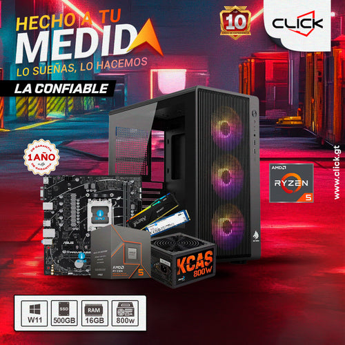 PC LA CONFIABLE - RYZEN 5 8500G, 16GB DDR5, 500GB SSD NVME, 800W 80+