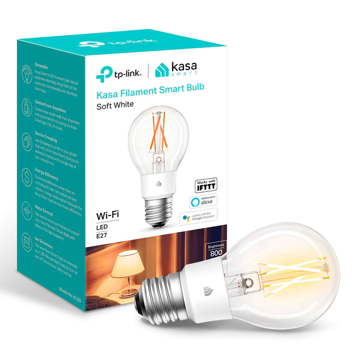 BOMBILLO KASA SMART FILAMENT SOFT WHITE E26 LED KL50