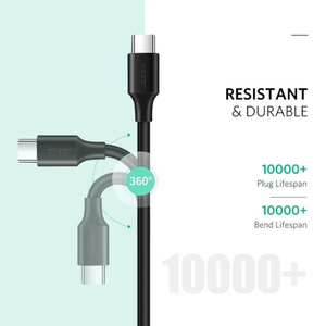 CABLE DE CARGA RAPIDA USB C A USB C 60W NEGRO