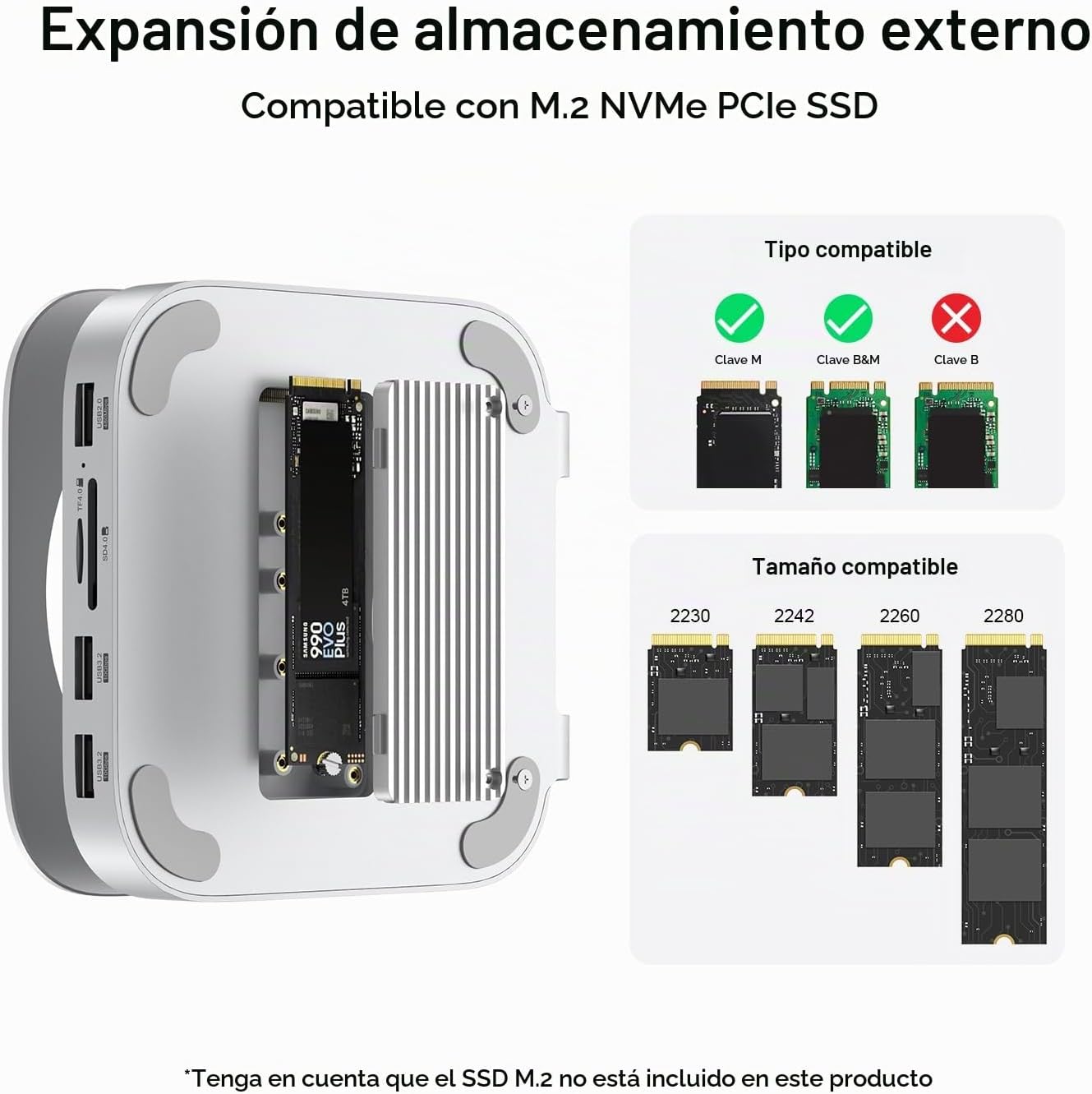 Mac mini M4 TB4用対応SSDケース(SSD 670p 2TB付き) MAC MINI M4 HUB Y STAND CON M.2 NVMe SSD Enclosure