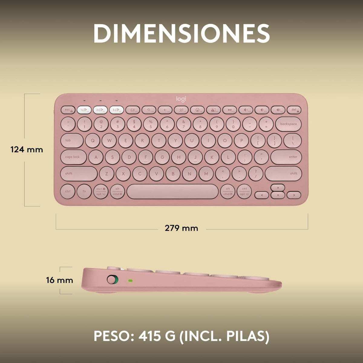 TECLADO PORTATIL BLUETOOTH PEBBLE KEYS 2 K380S ROSA