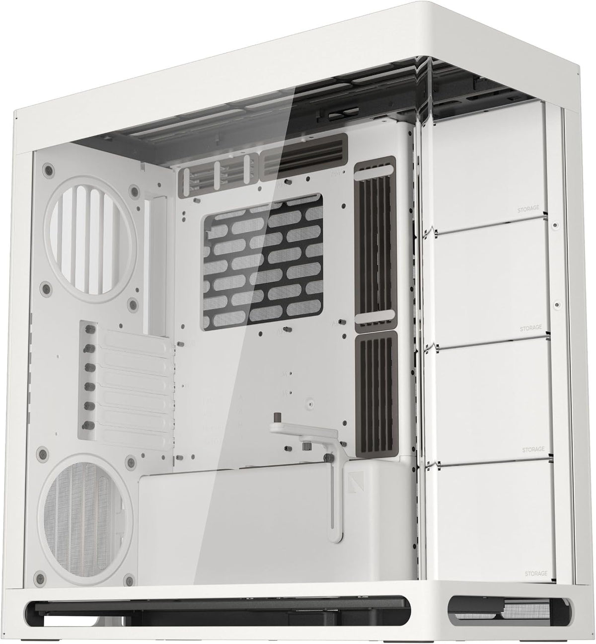 CASE HS 420 TORRE MEDIA PANEL FRONTAL DE VIDRIO WHITE