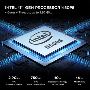 MINI PC INTEL N5095, 8GB RAM, 128GB SSD
