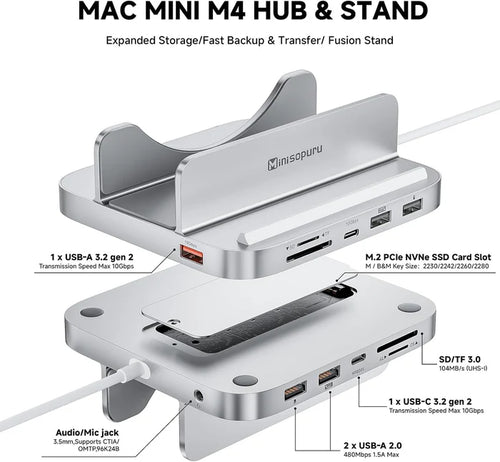 BASE Y SOPORTE PARA MAC MINI USB C HUB