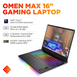 OMEN MAX 16-AH0043DX ULTRA 9 275HX 32GB RAM 2TB SSD RTX 5080 16GB 16P WQXGA W11