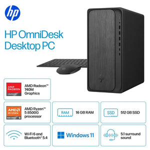 PC M02-0224 OMNIDESK RYZEN 5 8500G 16GB RAM 512GB SSD RADEON 740M TEC Y MOUSE GRAY WOOD