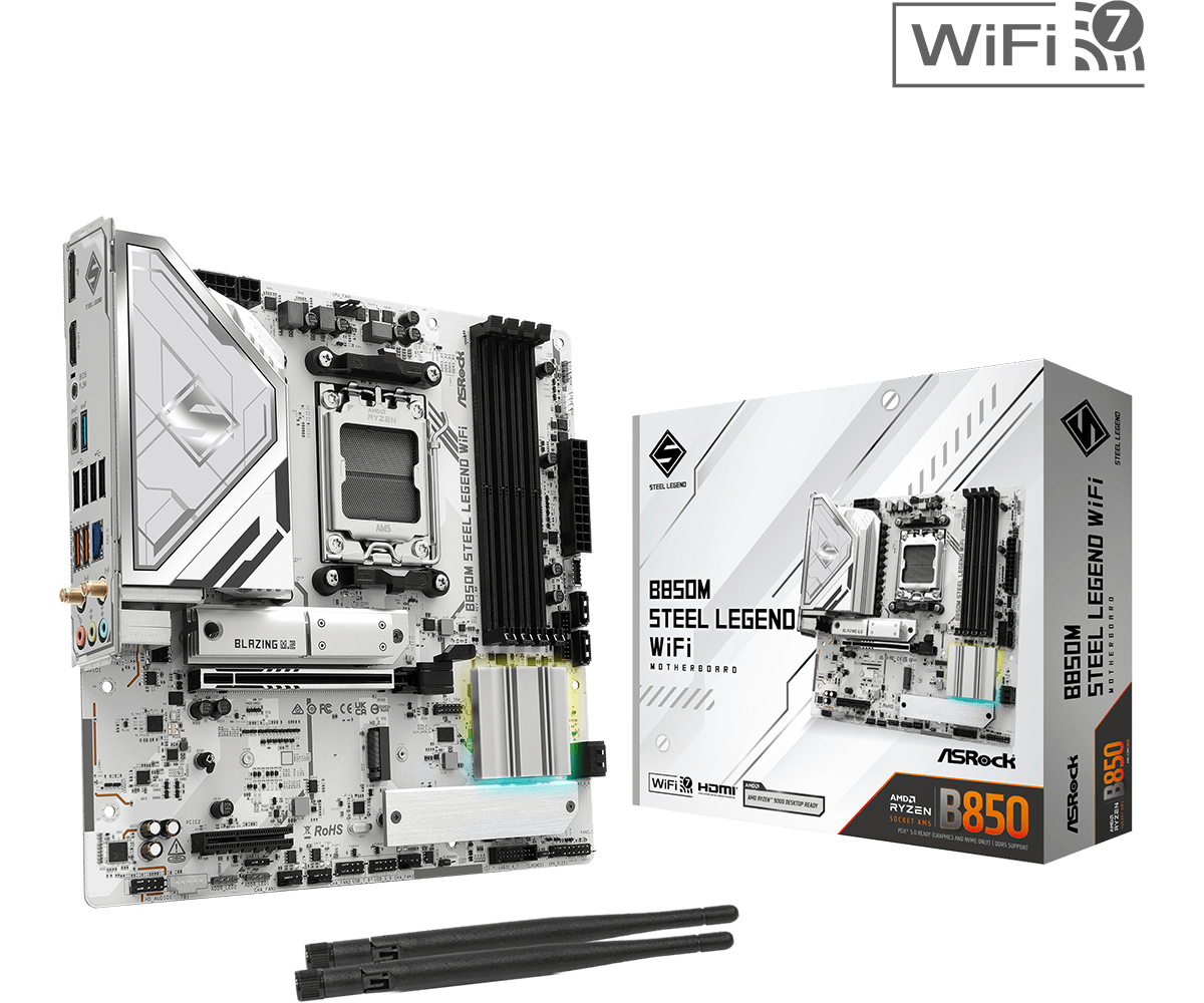 MOTHERBOARD B850M STEEL LEGEND WIFI SOCKET AM5