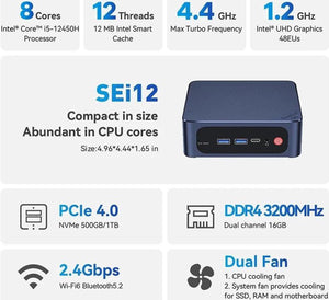 MINI PC G12 I5-12450H 16GB RAM 500GB WIFI W11