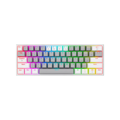 TECLADO REDRAGON GAMING FIZZ PRO USB TIPO-C GRIS-BLANCO RGB 60% K616 MECANICO SWITCH ROJO