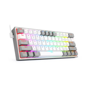 TECLADO REDRAGON GAMING FIZZ PRO USB TIPO-C BLANCO-GRIS RGB 60% K616 MECANICO SWITCH ROJO