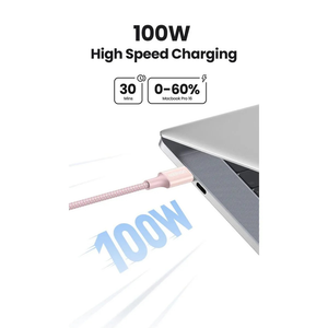 CABLE DE CARGA RAPIDA L502 USB C A USB C ROSADO 100W 1M
