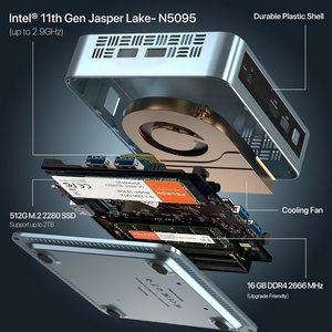 MINI PC N5095 16GB DDR4 RAM 512GB SSD W11 WiFi BT 4.2