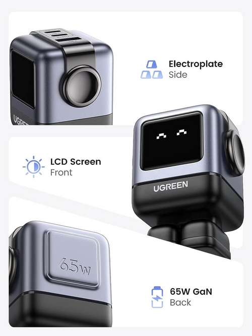 CARGADOR CD361 65W 2 PUERTOS USB-C Y 1 PUERTO USB GRIS