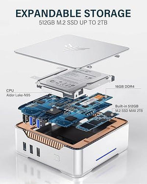 MINI PC GK3PLUS INTEL ALDER LAKE N95 16GB RAM 512GB SSD W11 SILVER