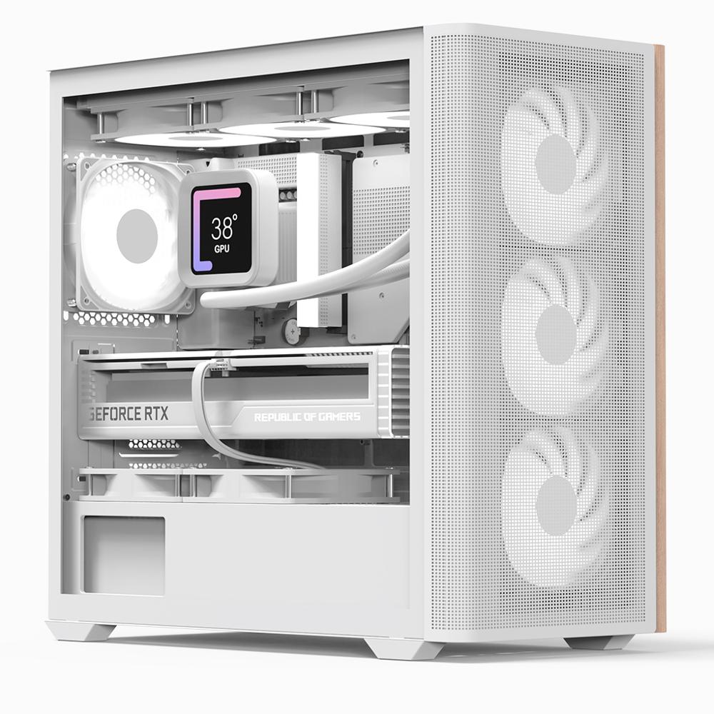 CASE GAMING RGB D301A MINI TOWER VENTILADORES 4 DE 120MM D301A-G-WT-V2 WHITE