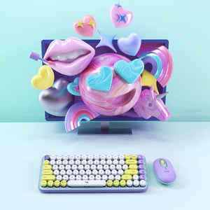 TECLADO MECANICO INALAMBRICO POP KEYS BLANCO LILA