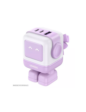 CARGADOR CD361 65W 2 PUERTOS USB-C Y 1 PUERTO USB MORADO