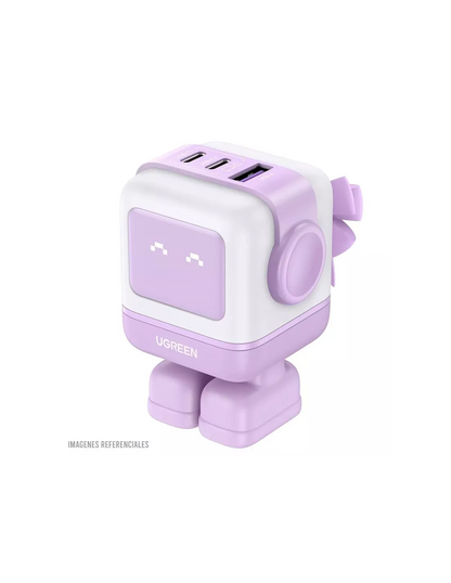 CARGADOR CD361 65W 2 PUERTOS USB-C Y 1 PUERTO USB MORADO