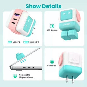 CARGADOR CD361 65W 2 PUERTOS USB-C Y 1 PUERTO USB