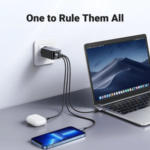 CARGADOR DE PARED X553 NEXODE S 65W 2 PUERTOS USB-C Y 1 PUERTO USB-A DE CARGA RAPID