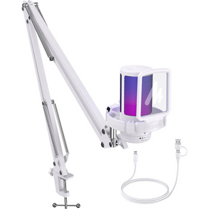 MICROFONO GAMING DGM20S WHITE USB Y USB-C RBG