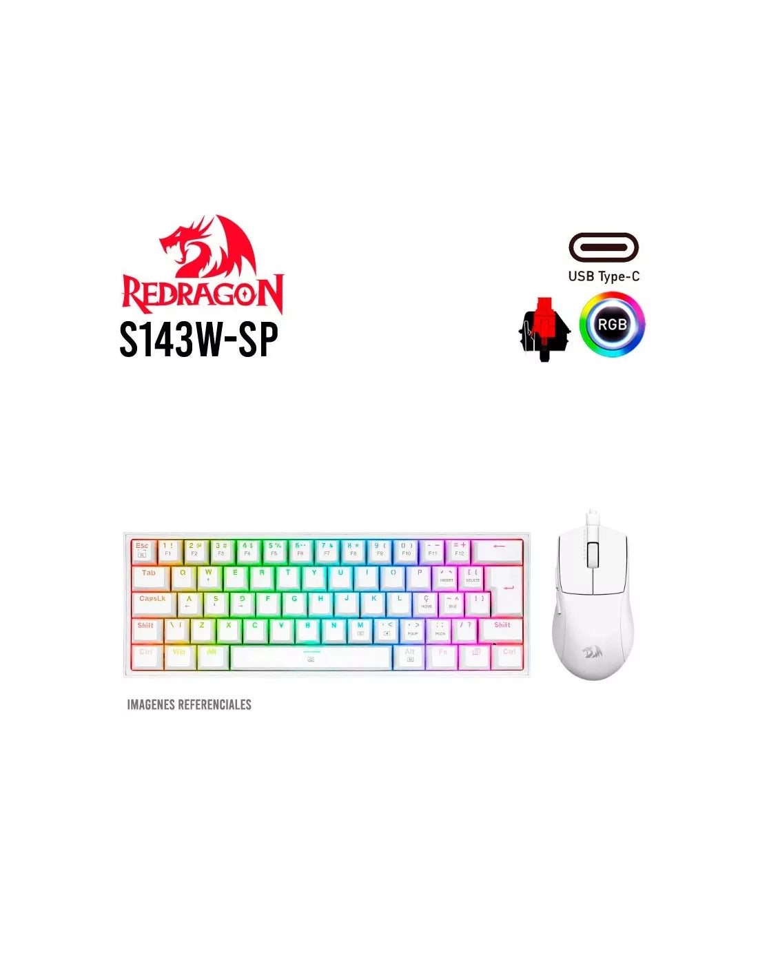 COMBO TECLADO Y MOUSE ALAMBRICO BLANCO S143W