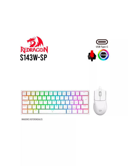 COMBO TECLADO Y MOUSE ALAMBRICO BLANCO S143W
