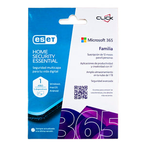 MICROSOFT OFFICE 365 FAMILIA 12 MESES + HOME SECURITY ESSENTIAL 1 AÑO 5 DISPOSITIVOS