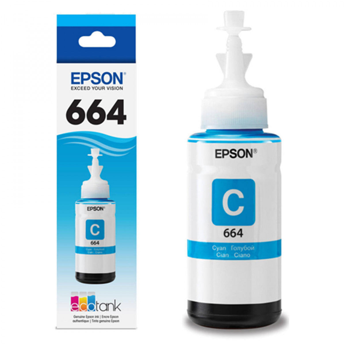 BOTELLA DE TINTA T664 CYAN 70ML PARA L121, L200